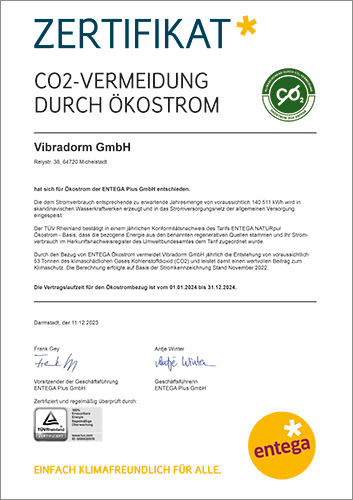 Zertifikat der Firma ENTEGA